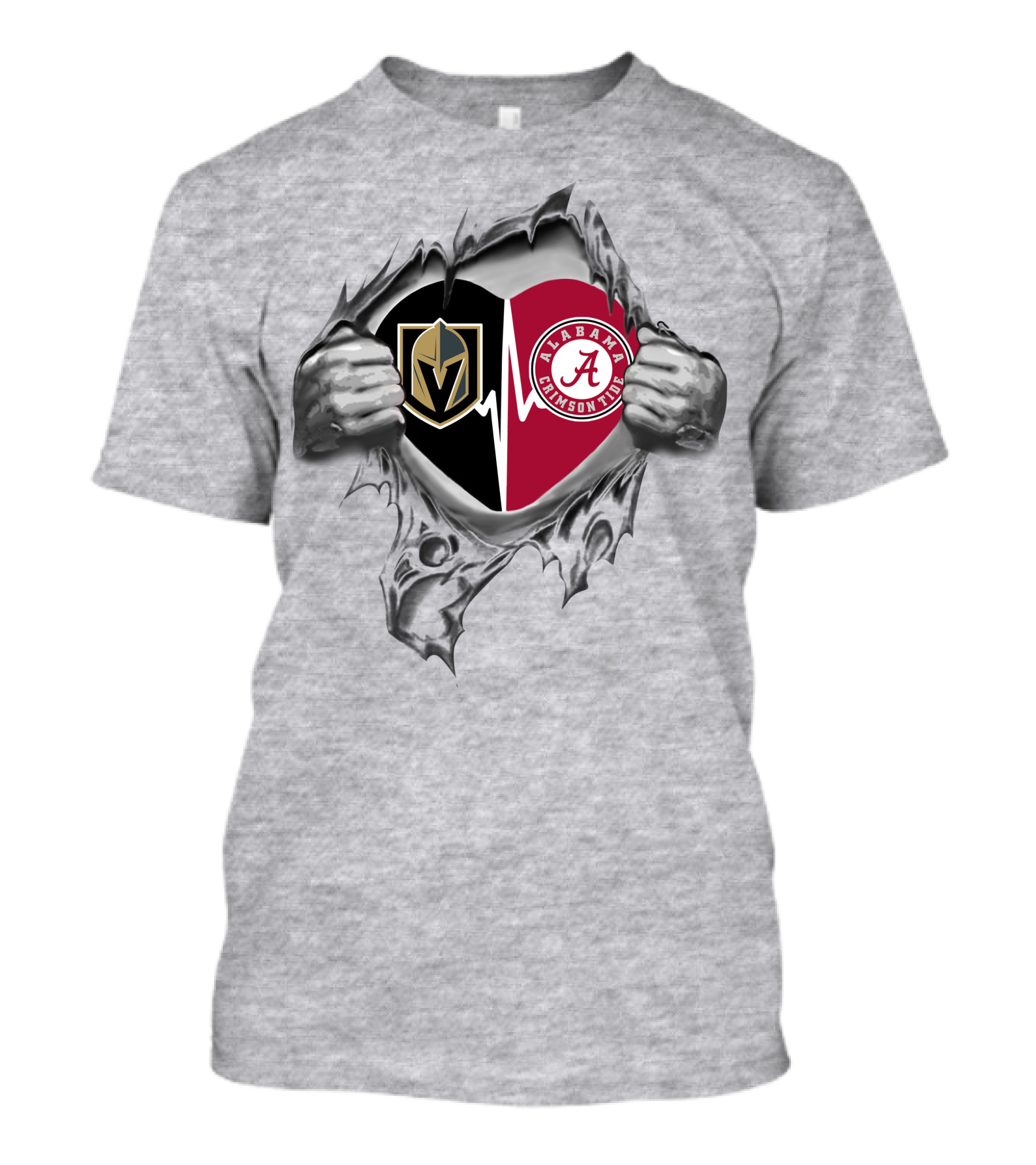 Vegas Golden Knights Alabama Crimson Tide Heartbeat Passion T-Shirt