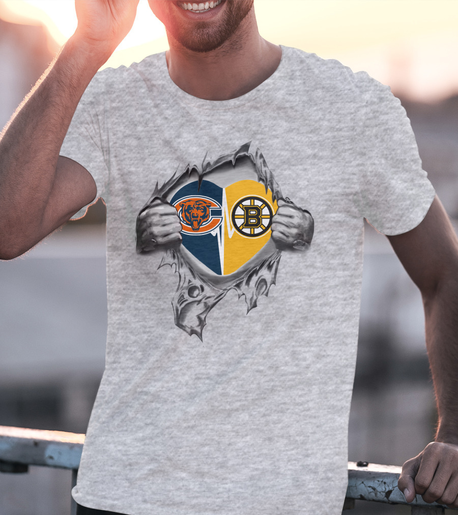 Bears Boston Bruins Heart Logo Fan Pride T-Shirt
