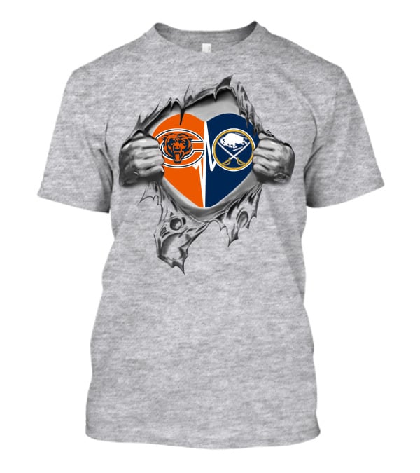 Bears Buffalo Sabres Heart Logo Rip T-Shirt