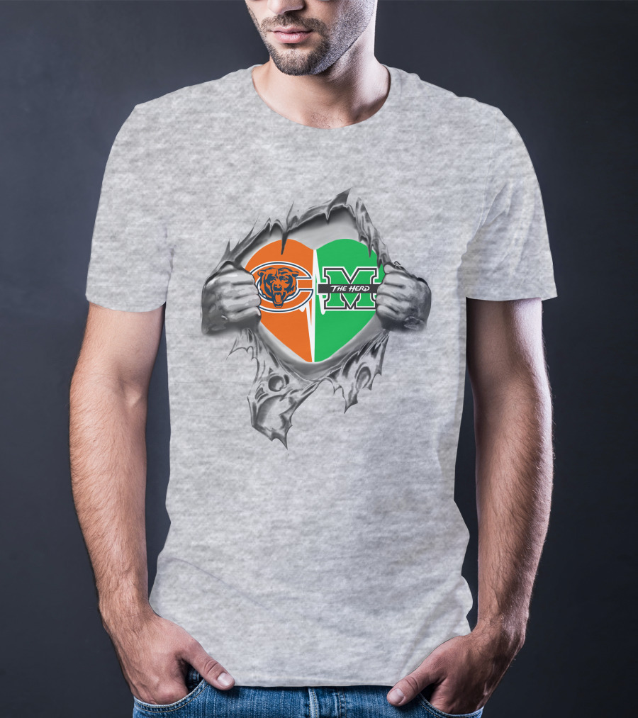 Bears Thundering Herd Heart Logo Breakthrough T-Shirt