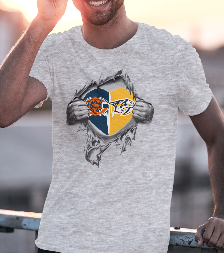 Chicago Bears Nashville Predators Heart T-Shirt