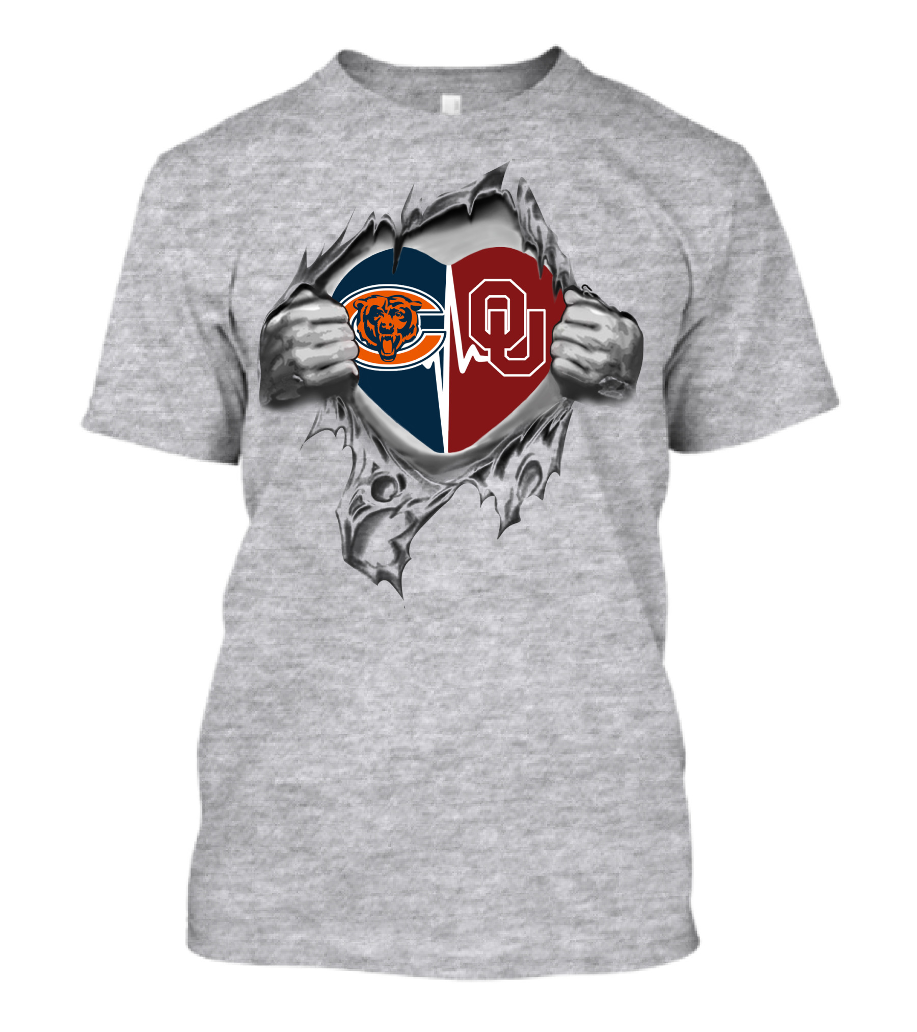 Bears Oklahoma Sooners Heart Split T-Shirt