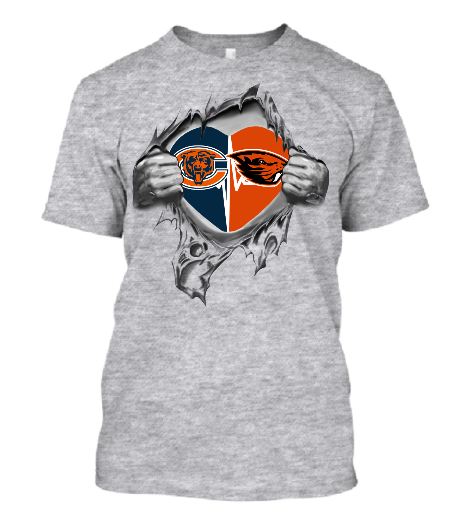 Bears Oregon State Beavers Heart Dual Logo Symbol T-Shirt