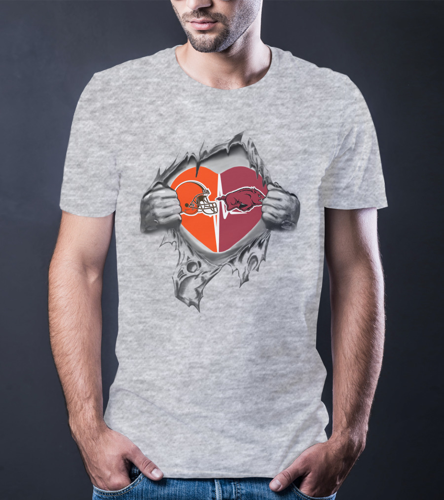 Browns And Arkansas Razorbacks Heart Passion T-Shirt