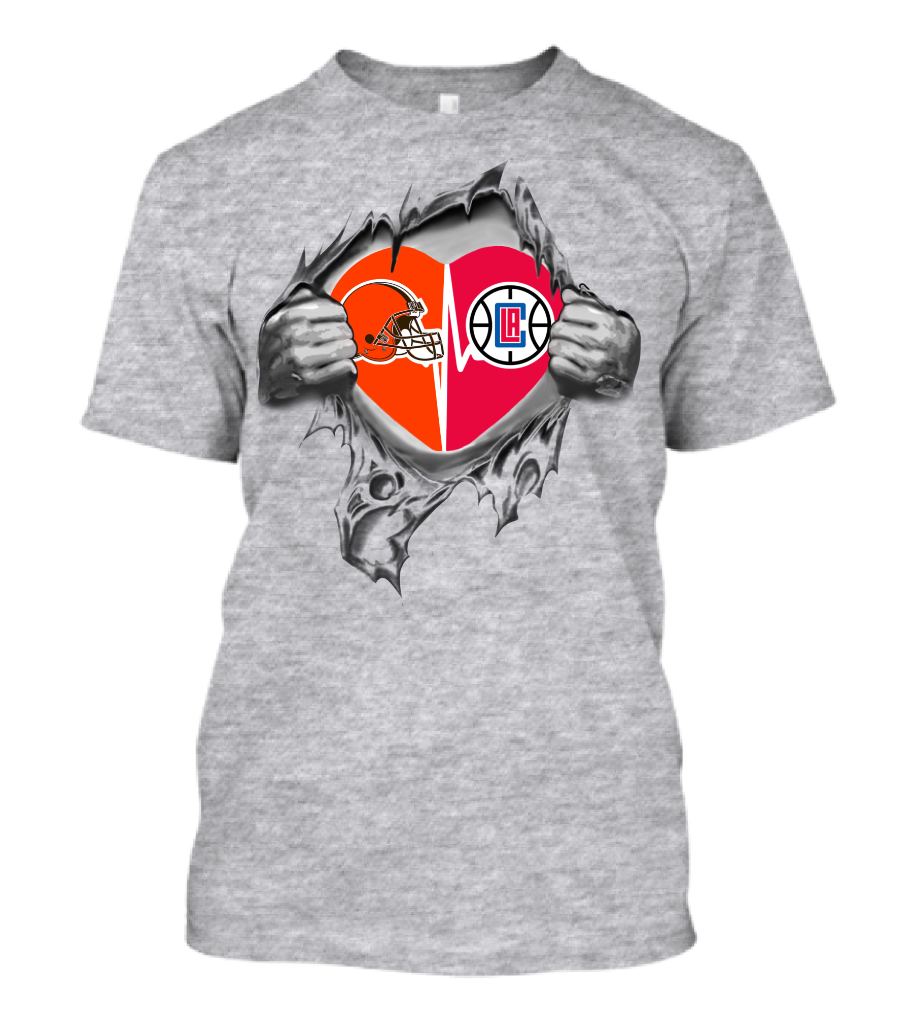 Browns La Clippers Heart Helmet T-Shirt