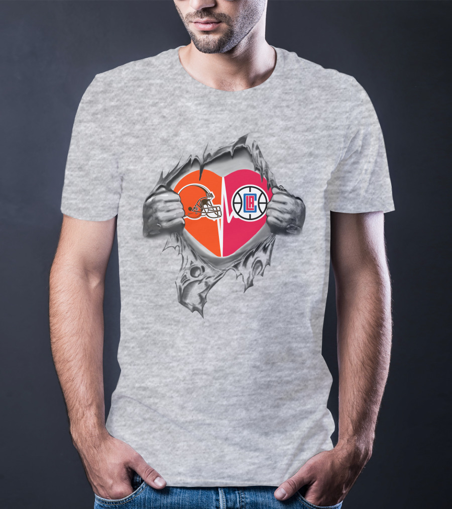 Browns La Clippers Heart Helmet T-Shirt