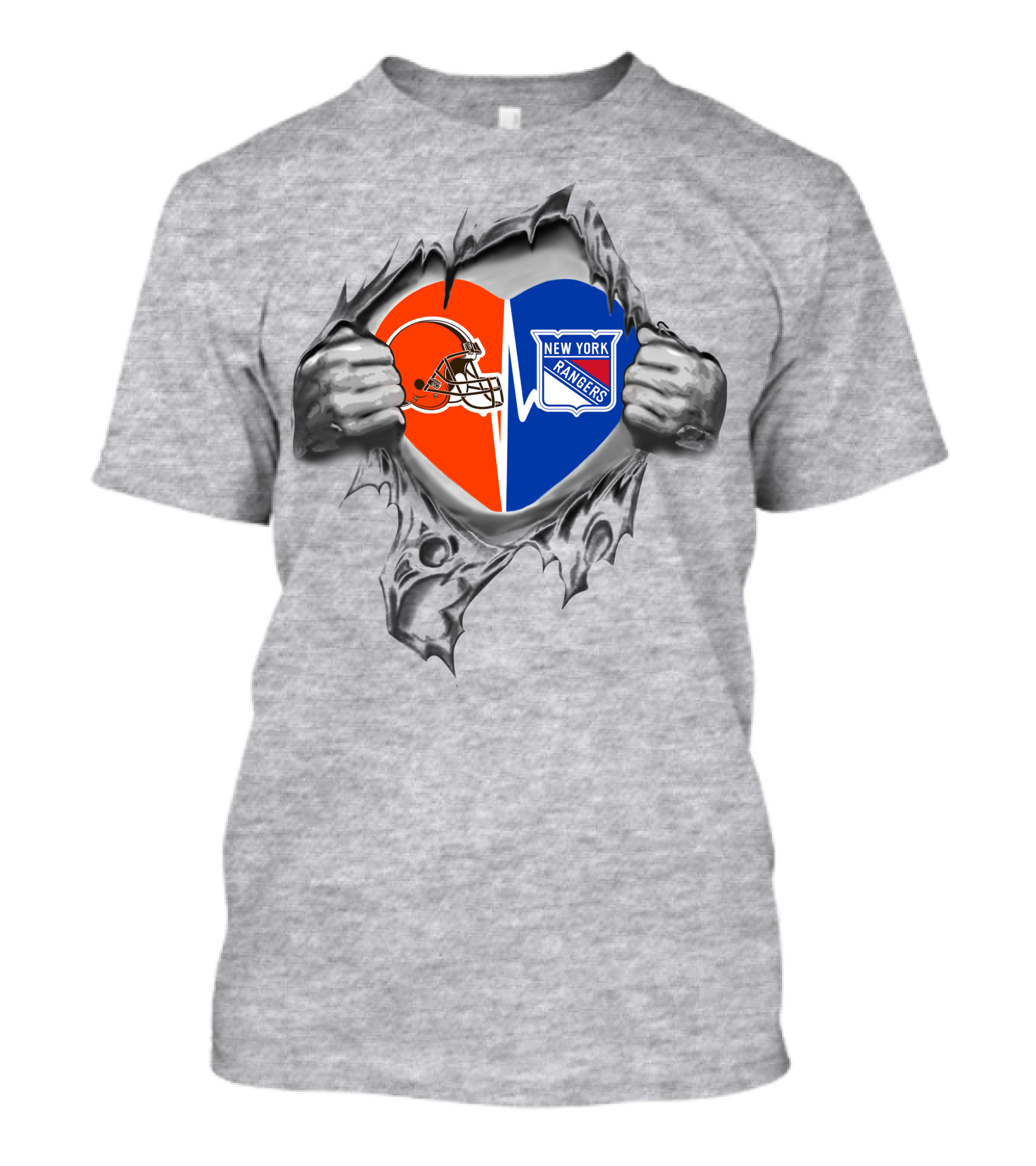 Browns New York Rangers Helmet Heart T-Shirt