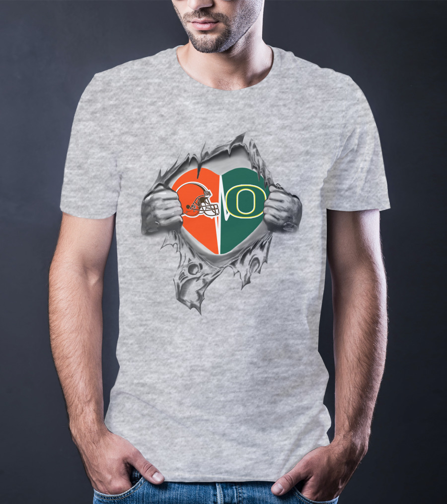 Browns Oregon Ducks Heart T-Shirt