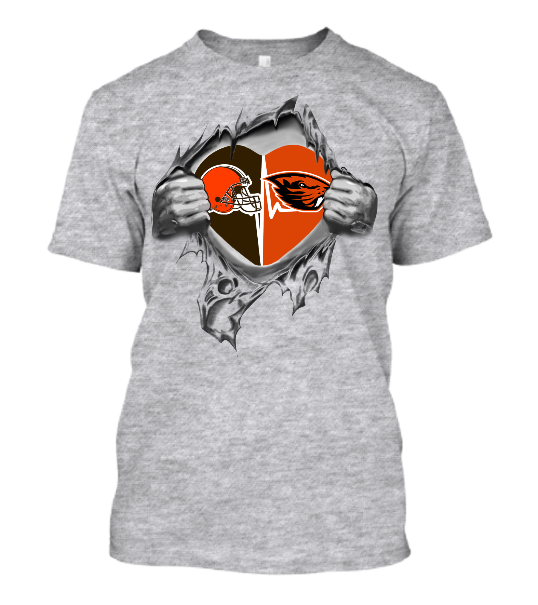 Cleveland Browns Oregon State Beavers Heart Logo Fusion In My Heart T-Shirt