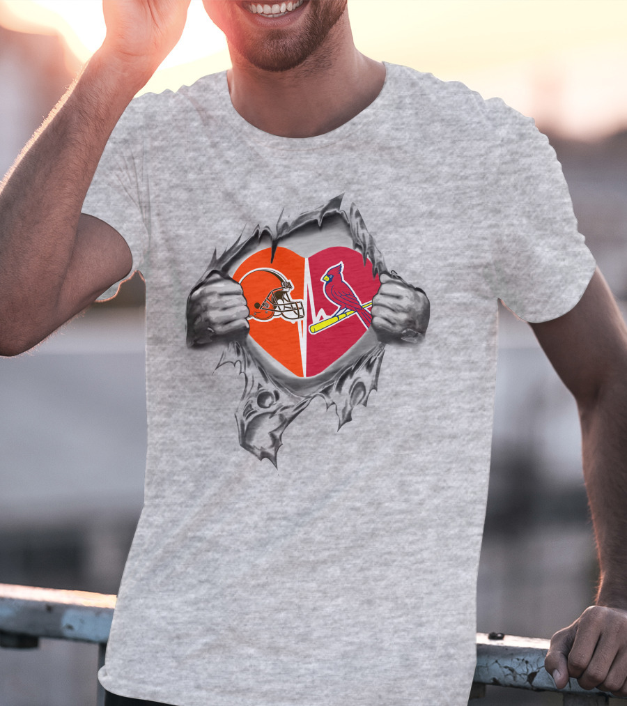 Browns St Louis Cardinals Heart Logo Passion T-Shirt