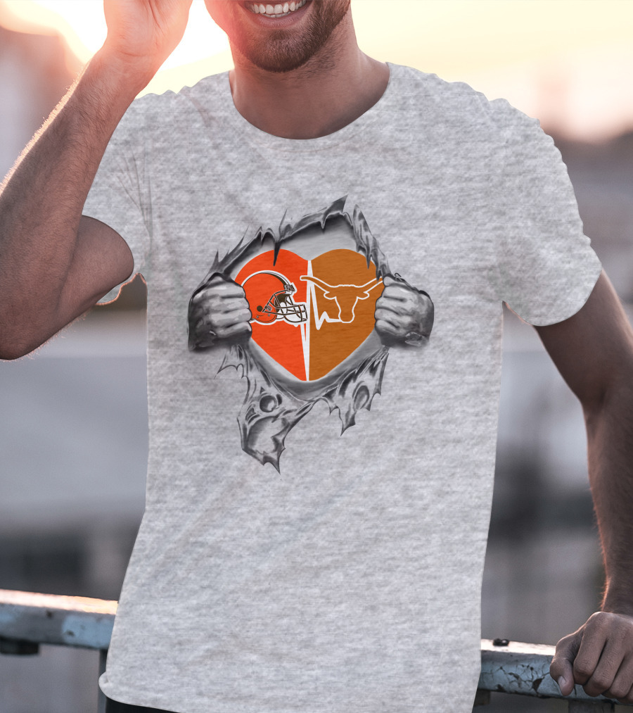 Browns Texas Longhorns Heart Inside Football Passion T-Shirt