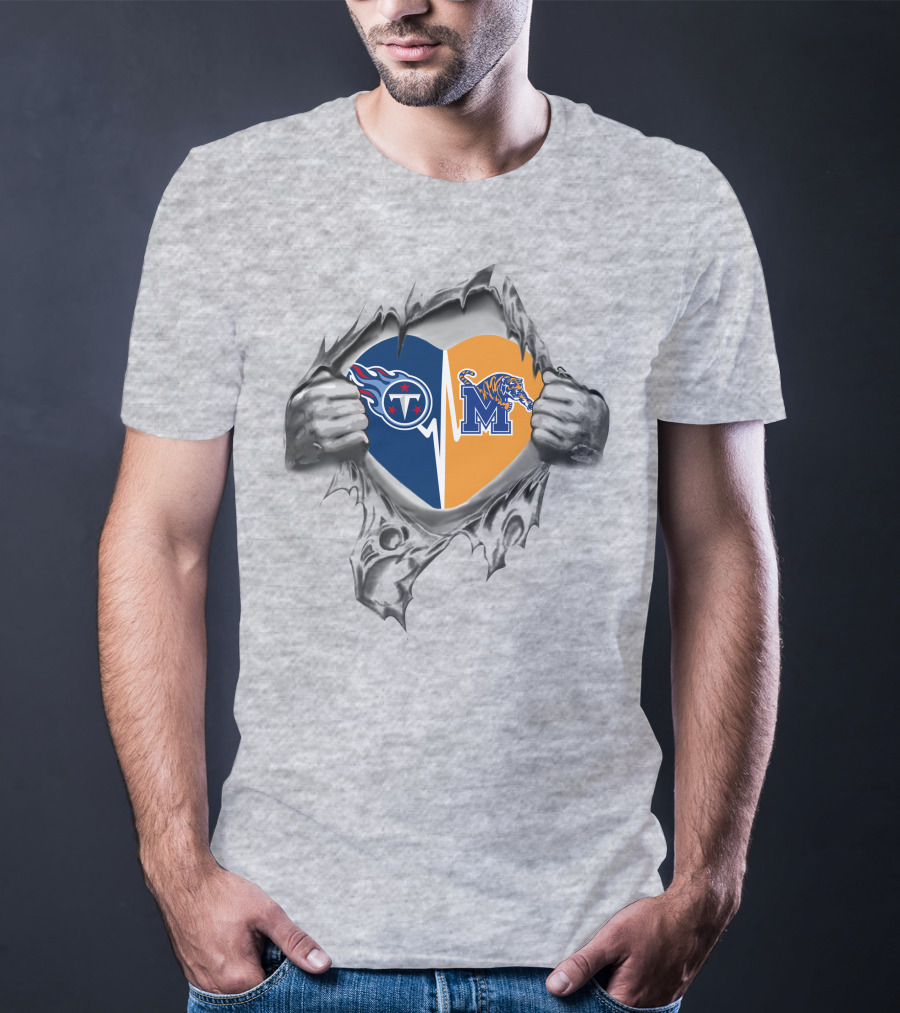 Tennessee Titans Memphis Tigers Heart T-Shirt