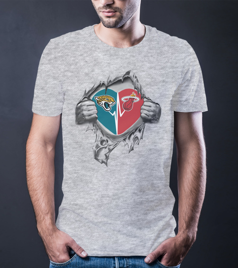 Jaguars Miami Heat Heart Split T-Shirt