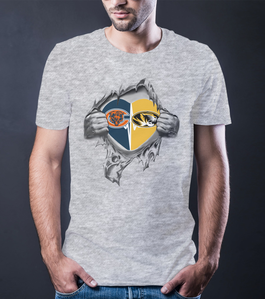 Chicago Bears Missouri Tigers Heart T-Shirt