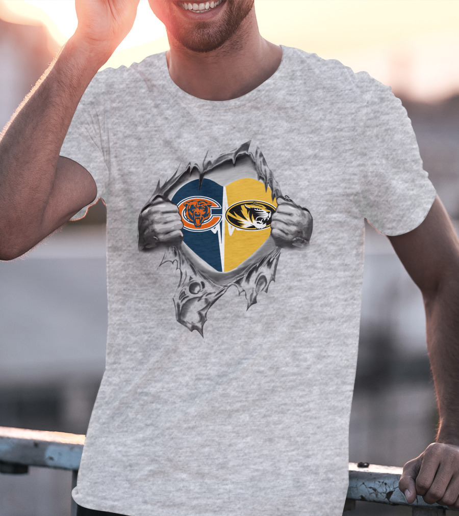 Chicago Bears Missouri Tigers Heart T-Shirt