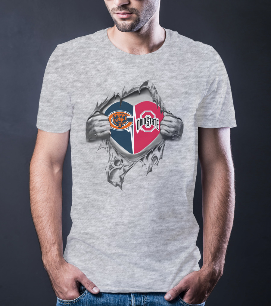Bears Ohio State Buckeyes Heart Logo Fusion T-Shirt