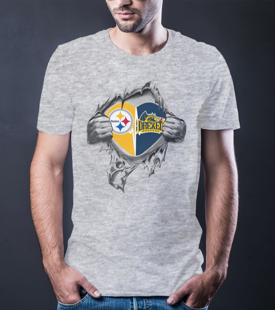Steelers Drexel Dragons Heart Rip T-Shirt