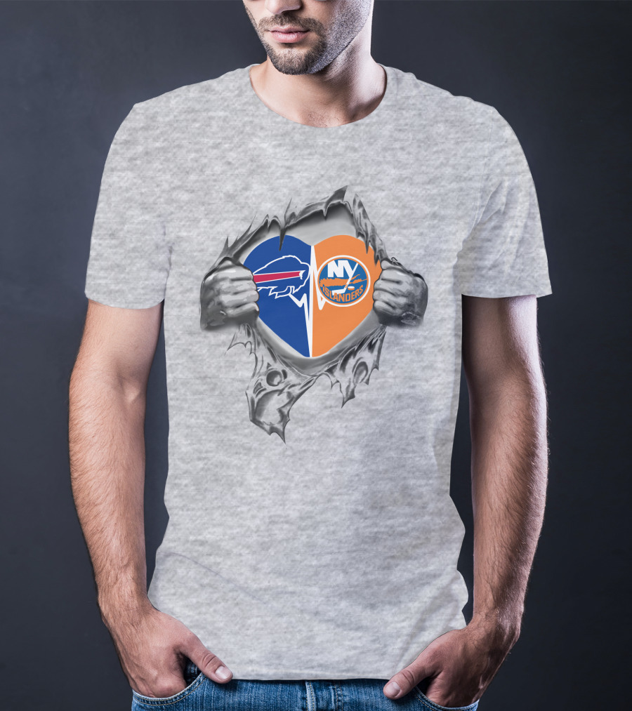 Buffalo Bills And New York Islanders Heart Design 72 Bills Islanders It's In My Heart T-Shirt