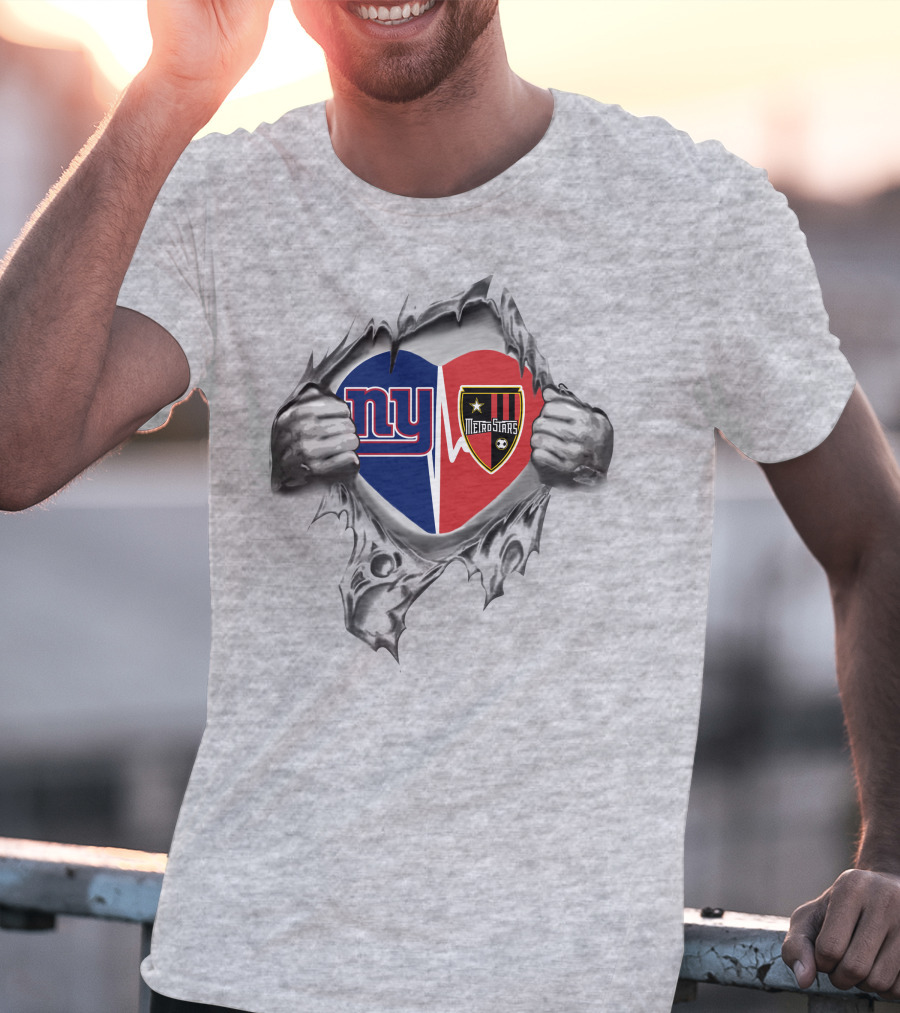 New York Giants Metrostars Heart Logo Fan Tribute T-Shirt