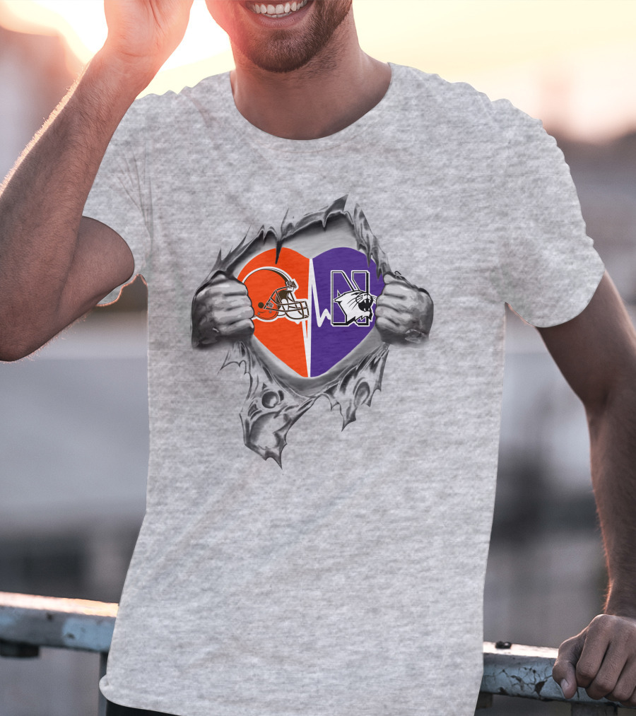 Cleveland Browns Northwestern Wildcats Heart T-Shirt