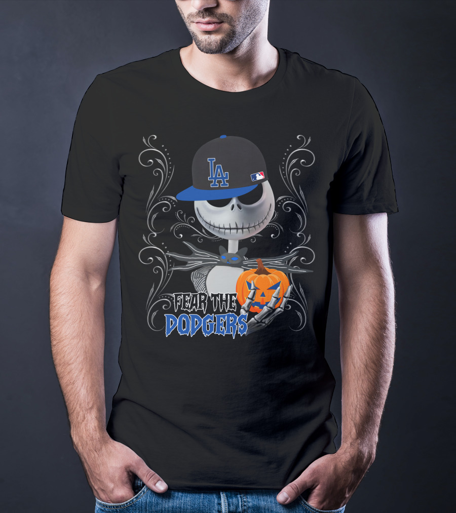 Fear The Los Angeles Dodgers Halloween Jack Skellington Pumpkin T-Shirt