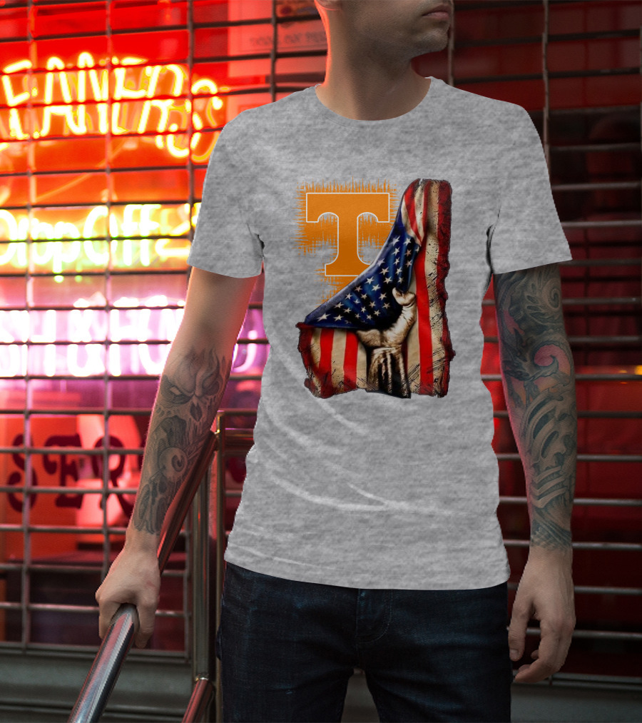 Tennessee Volunteers T Logo American Flag Fist T-Shirt