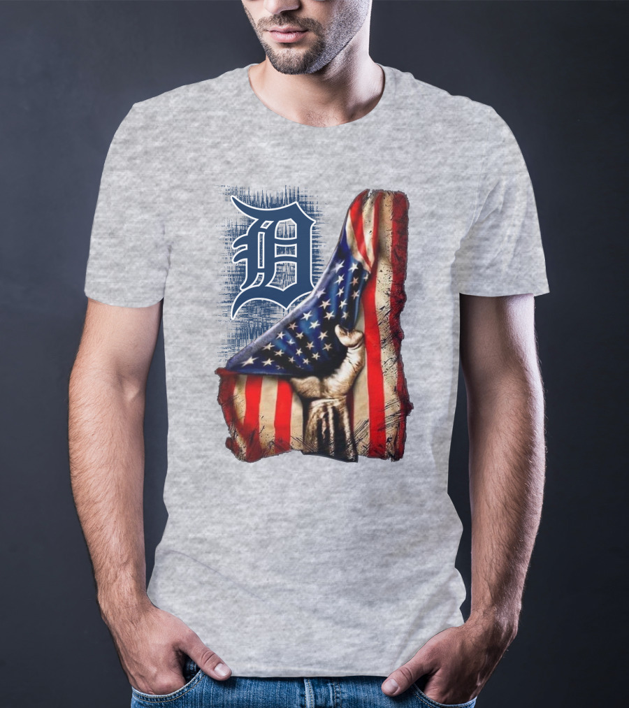 Detroit Tigers American Flag Patriotic Design 230 T-Shirt
