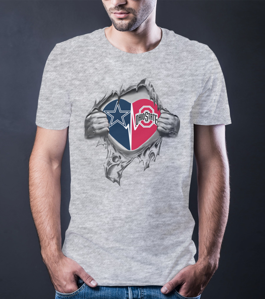 Ohio State Split Star Cowboys Heart T-Shirt