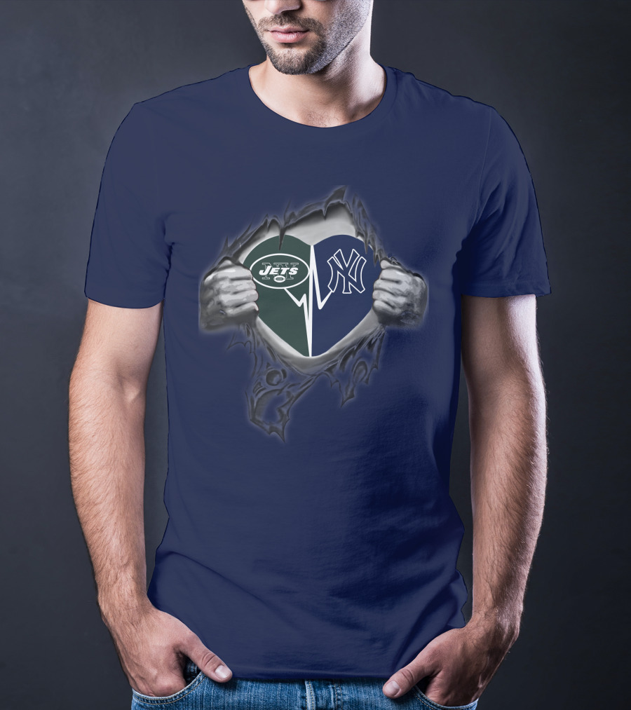 83 Jets Yankees Heart Torn Open T-Shirt
