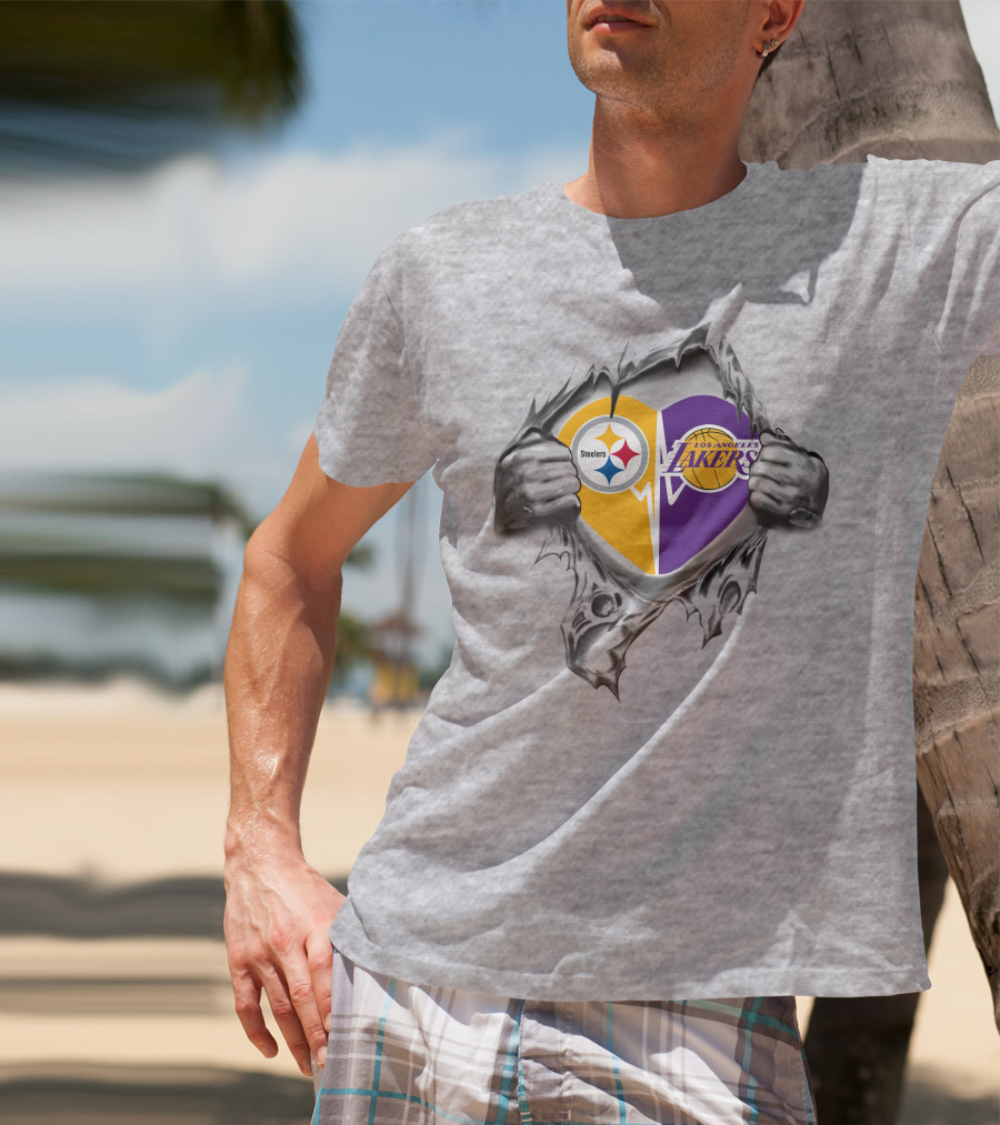 Steelers Los Angeles Lakers Heart T-Shirt