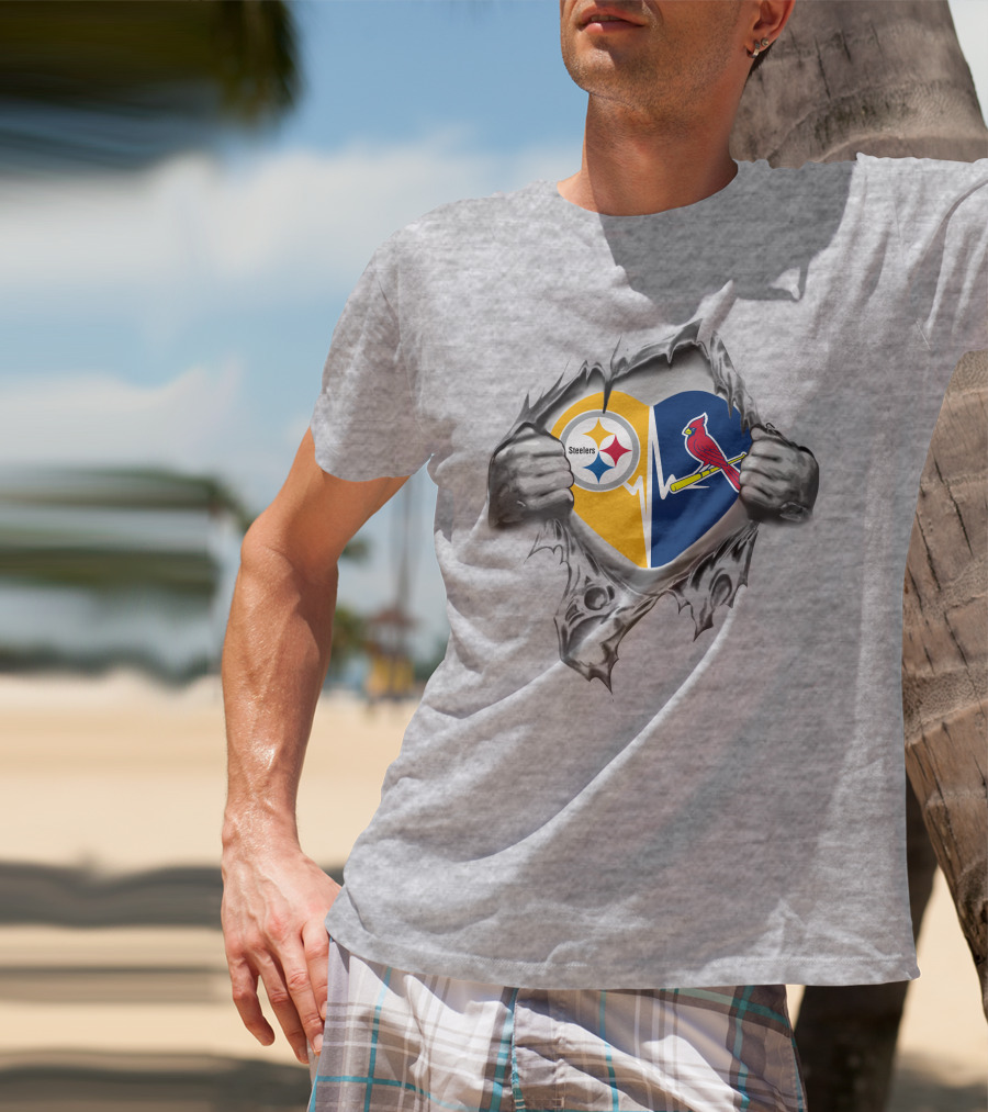 Steelers St Louis Cardinals Heartbeat Emblem T-Shirt