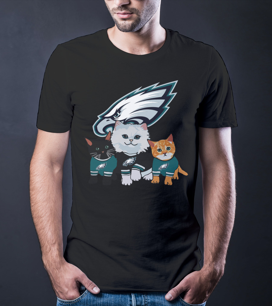 Philadelphia Eagles Cats With Team T-Shirt