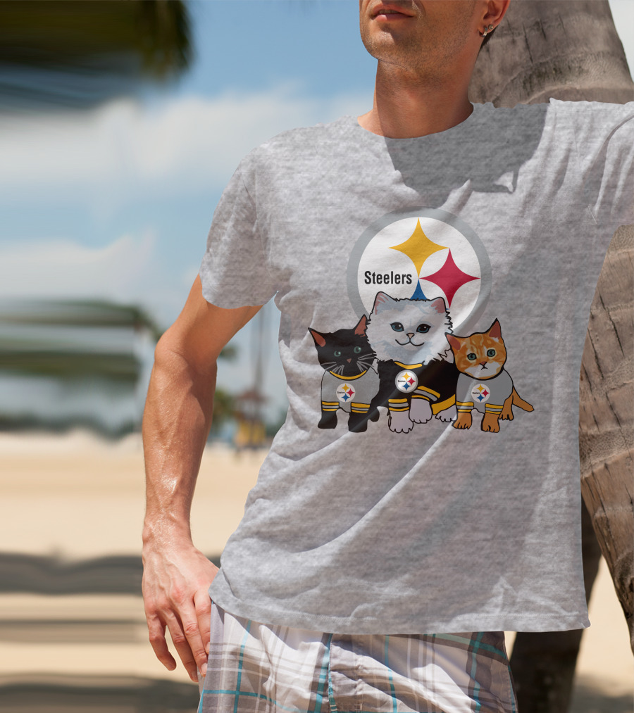 Pittsburgh Steelers Cats Trio With Team T-Shirt