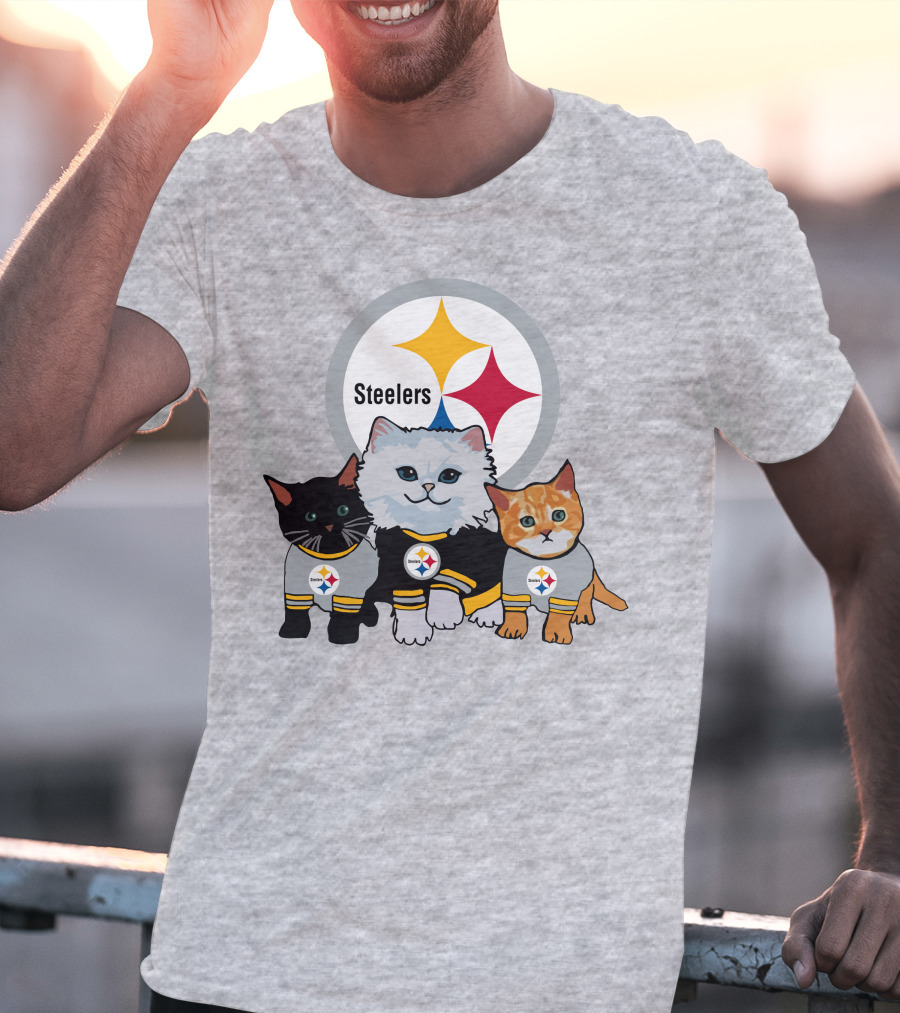 Pittsburgh Steelers Cats Trio With Team T-Shirt