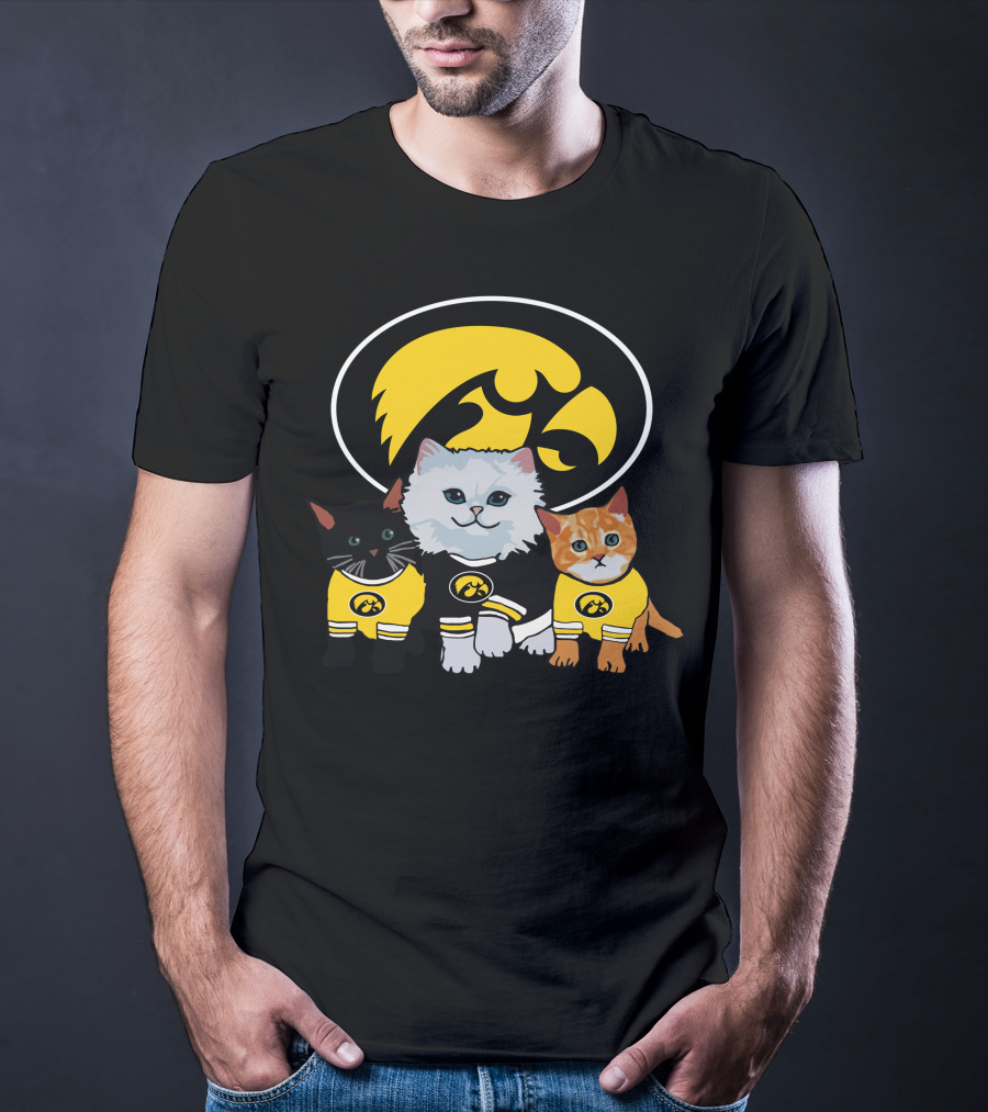 Iowa Hawkeyes Cute Cats Trio With Team T-Shirt