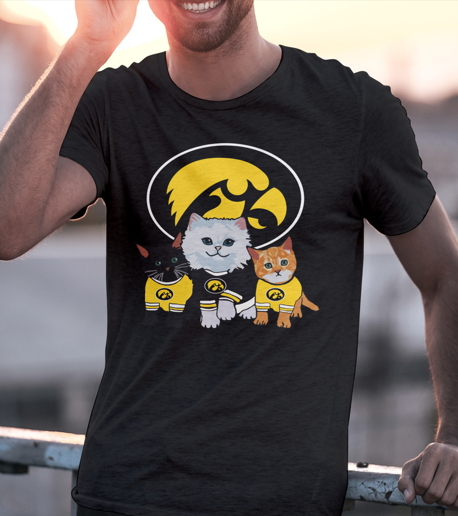 Iowa Hawkeyes Cute Cats Trio With Team T-Shirt