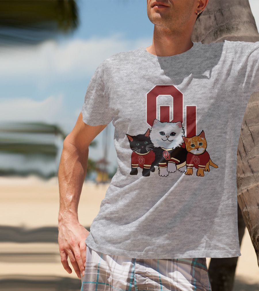 Oklahoma Sooners Cats In Team Jerseys With OU T-Shirt