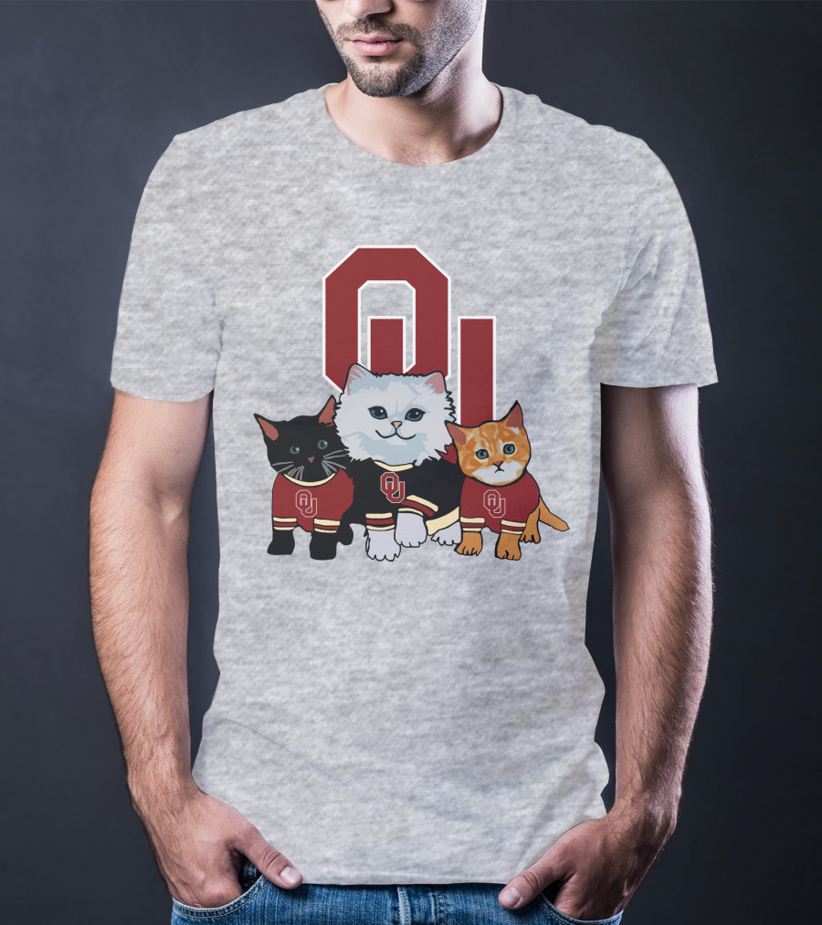 Oklahoma Sooners Cats In Team Jerseys With OU T-Shirt