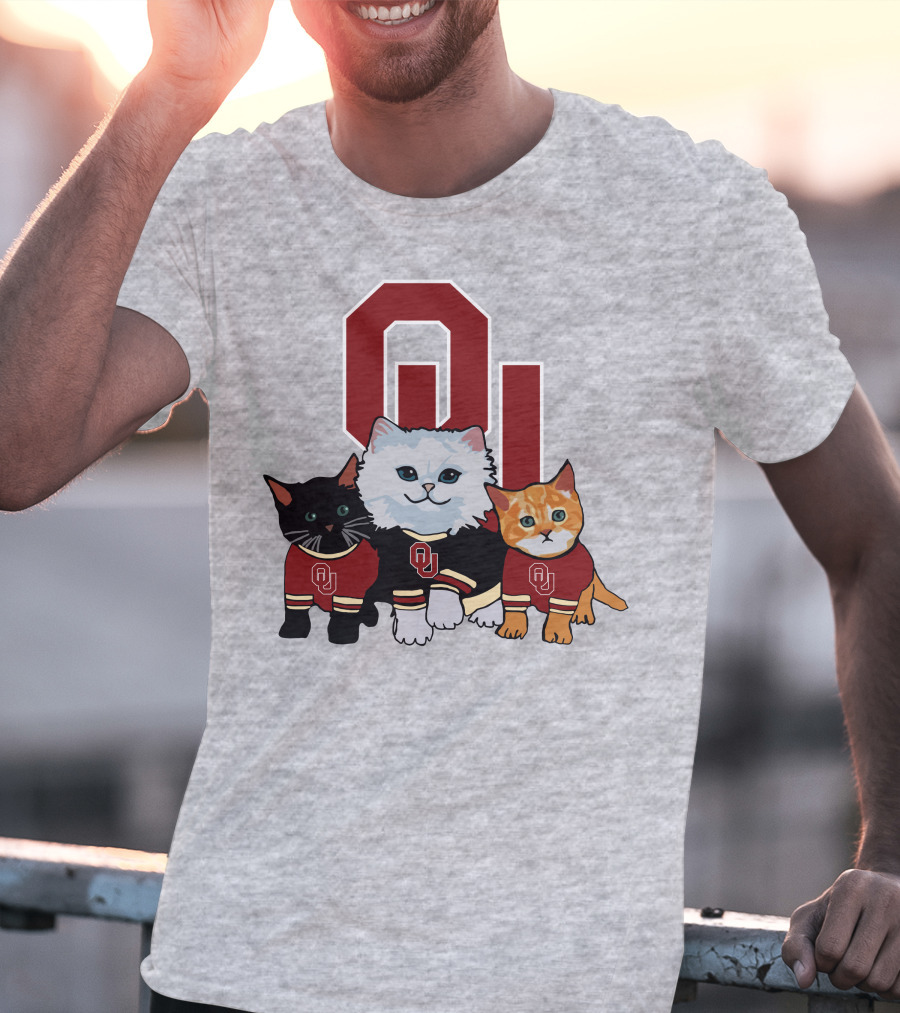 Oklahoma Sooners Cats In Team Jerseys With OU T-Shirt