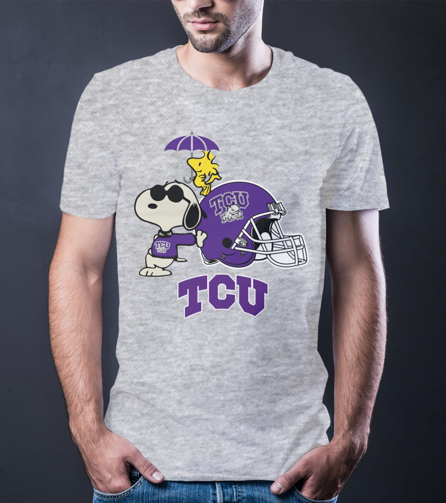 TCU Horned Frogs Snoopy Woodstock Helmet Football T-Shirt