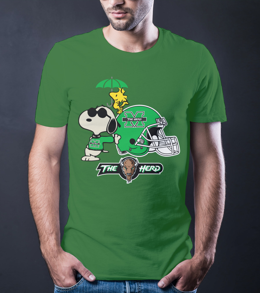 Marshall Thundering Herd Snoopy The Herd Football Helmet Woodstock Umbrella T-Shirt