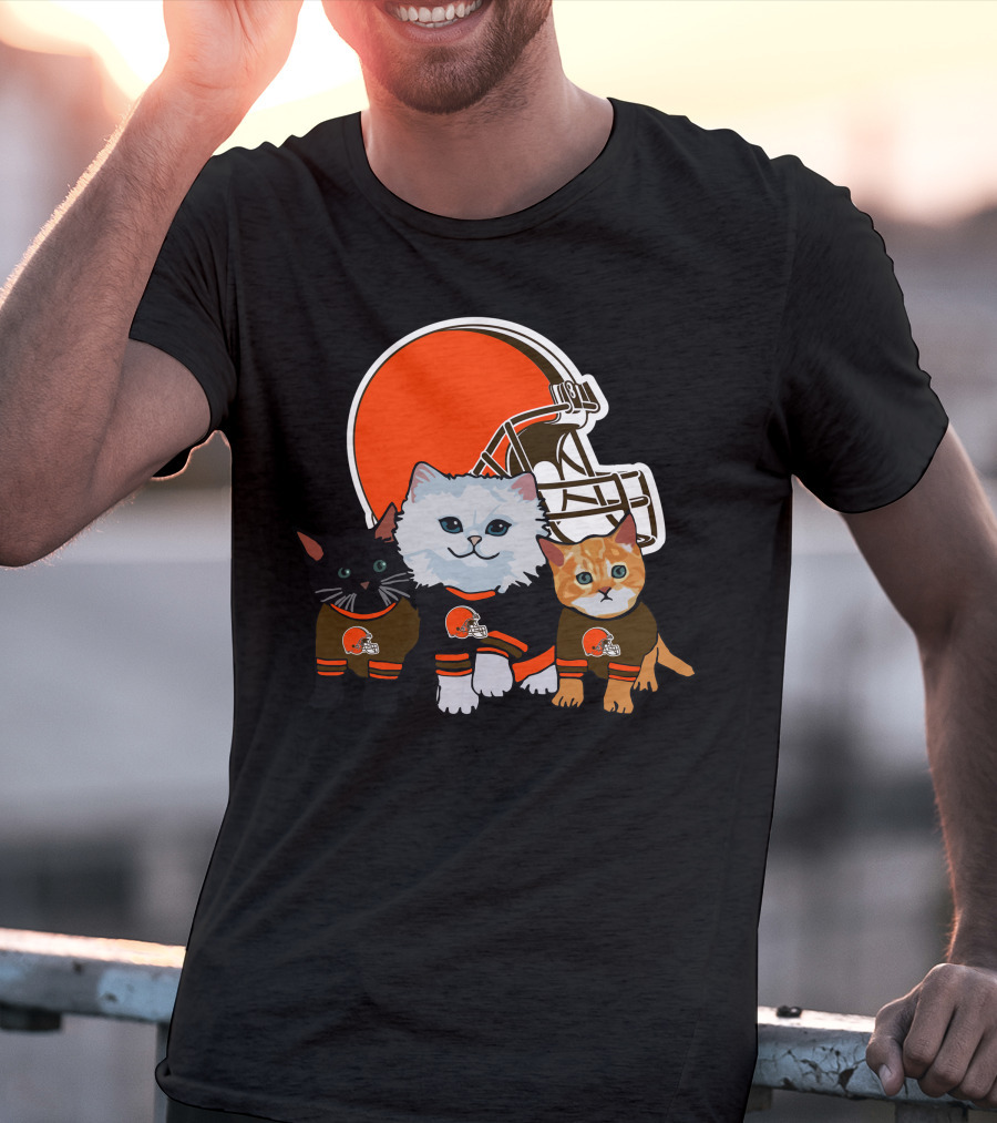 Cleveland Browns Cute Cats Football Helmet Trio T-Shirt