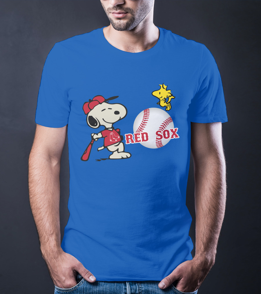 Snoopy Woodstock Boston Red Sox Baseball Peanuts T-Shirt