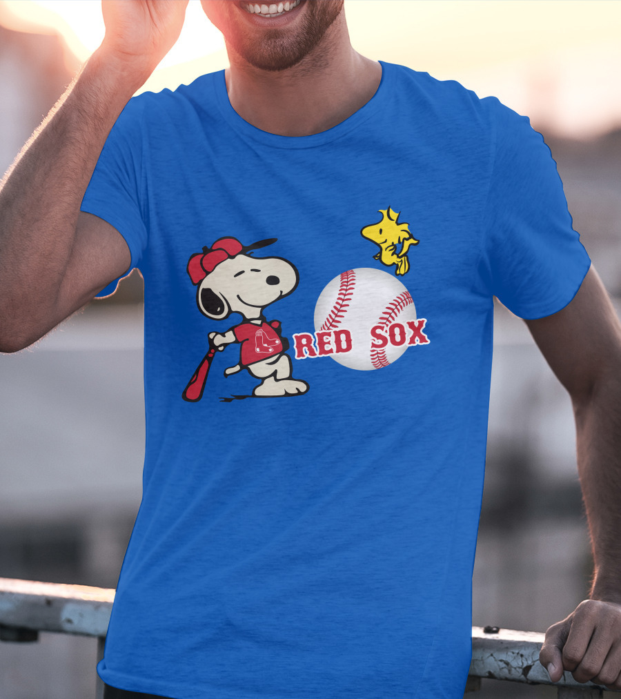 Snoopy Woodstock Boston Red Sox Baseball Peanuts T-Shirt