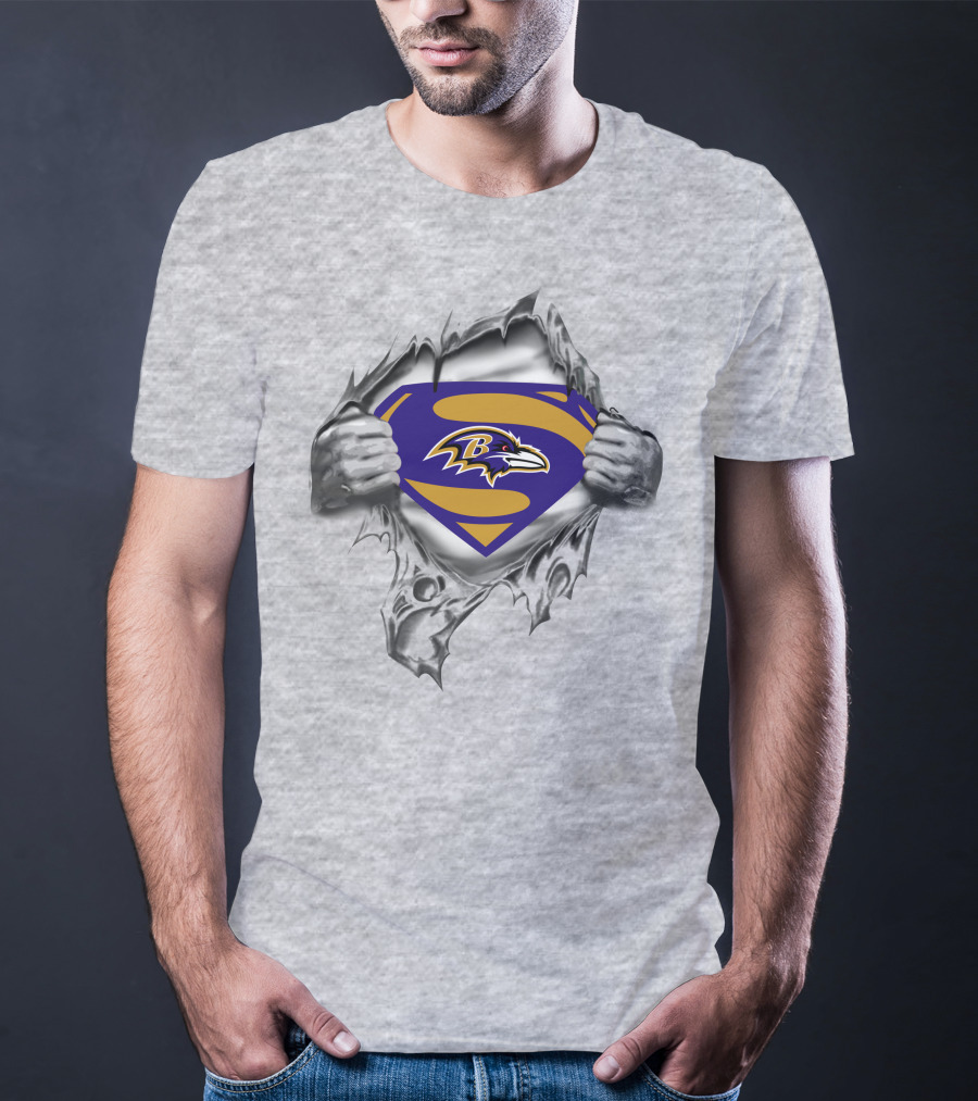 Baltimore Ravens Superman Logo Reveal T-Shirt
