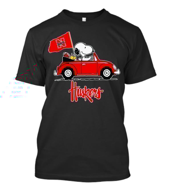 Nebraska Cornhuskers Snoopy Huskers Car Ride T-Shirt