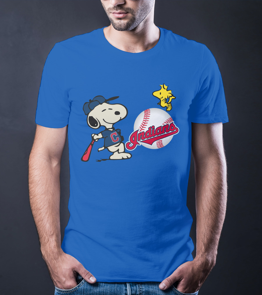 Cleveland Indians Snoopy Woodstock Baseball T-Shirt