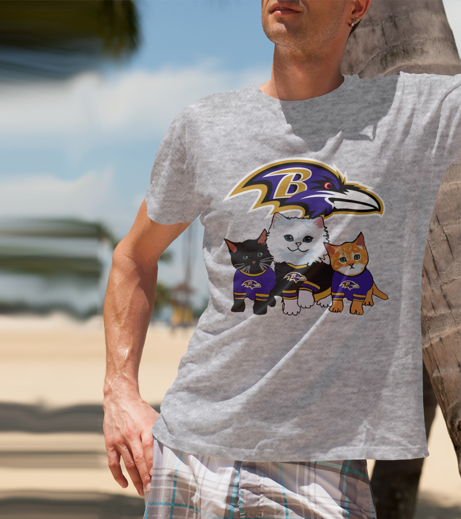 Baltimore Ravens Cats In Team Jerseys T-Shirt