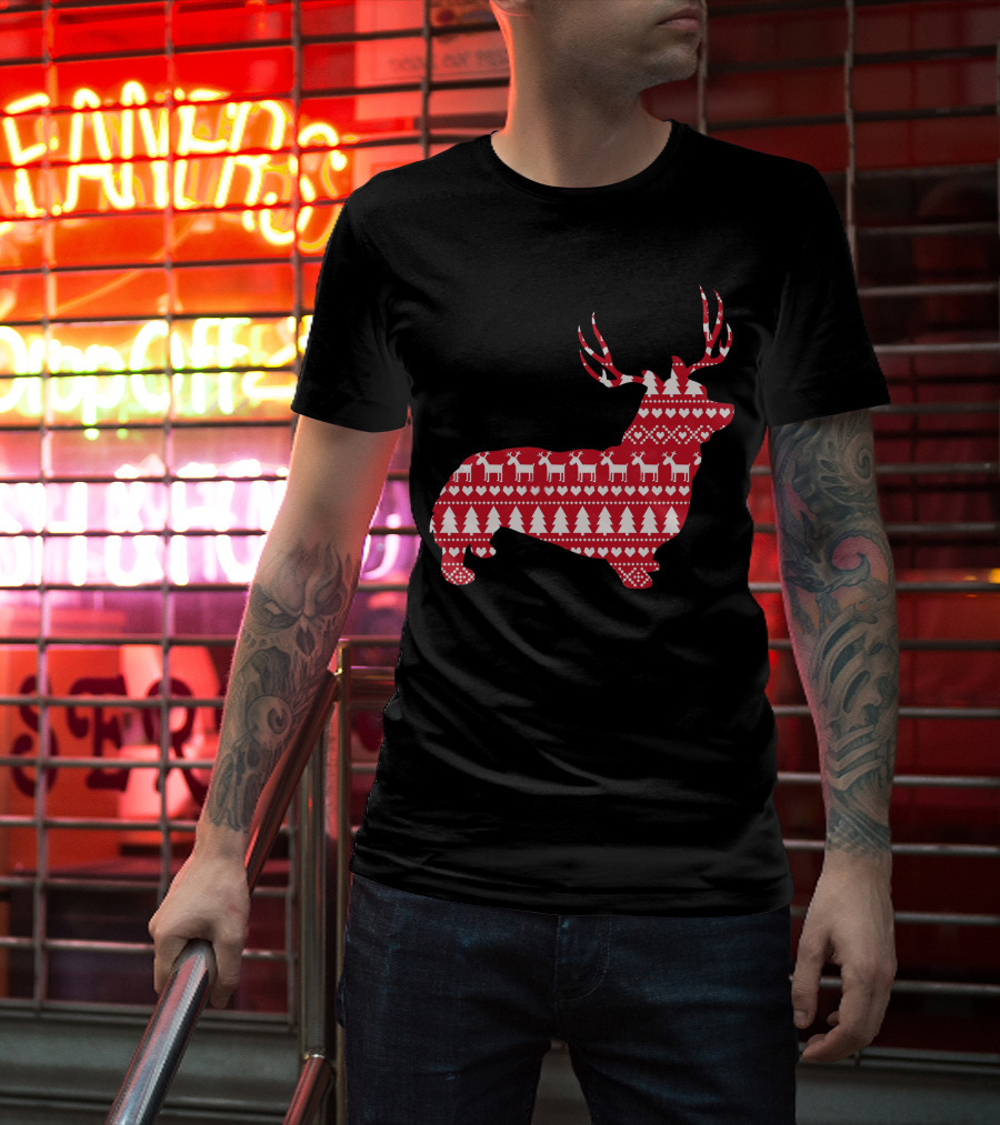 Welsh Corgi Christmas Reindeer T-Shirt