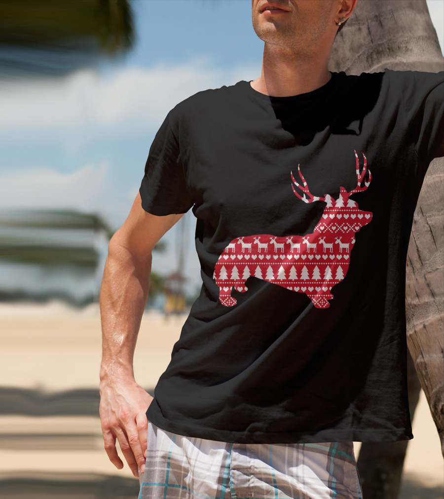Welsh Corgi Christmas Reindeer T-Shirt